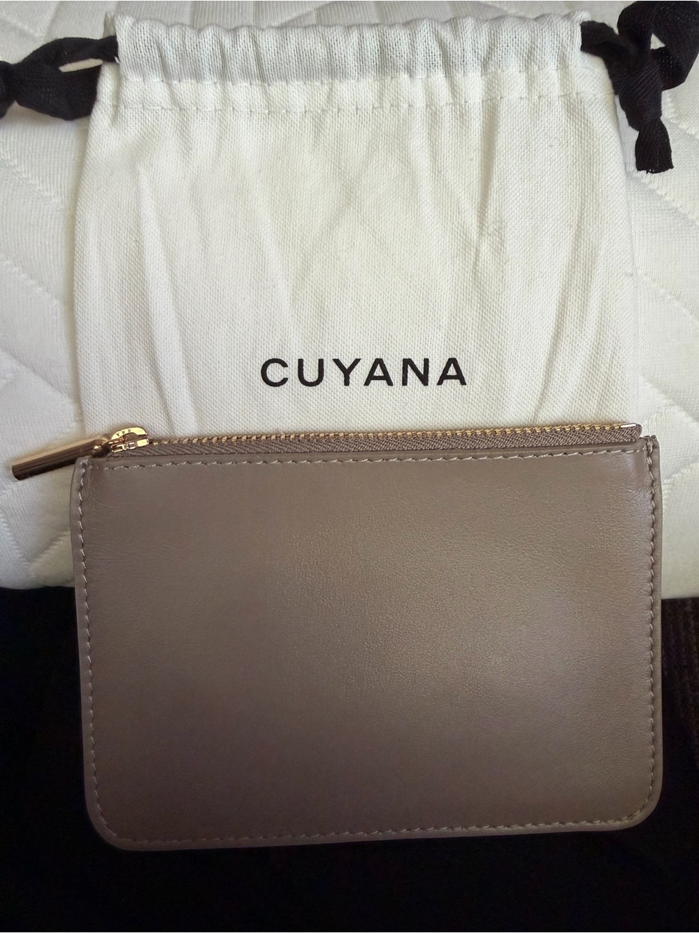 Cuyana Slim Leather Pouch Card Holder Stone BNNU w/ Tags + Dust Bag